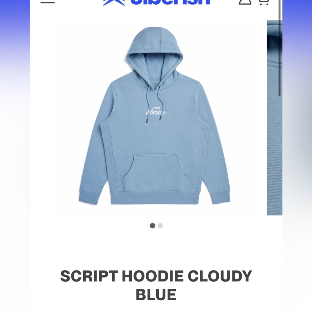 jiberish script hoodie cloudy blue